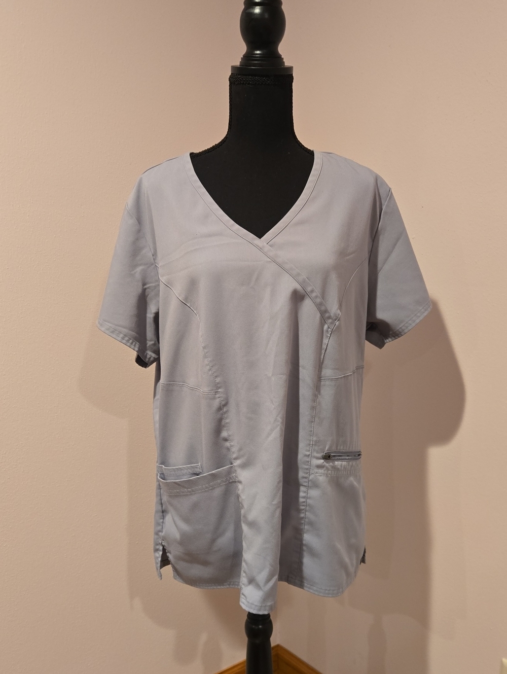 Grey's Anatomy Light Gray V-Neck Scrub Top with Pockets